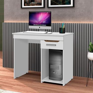 Imagem de Mesa de Escritório Home Office Quenia 90cm com 1 Gaveta - Branco