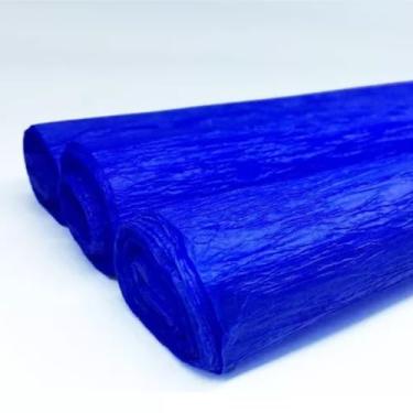Imagem de Papel Crepom em Rolo, 48cm x 2m, Kit com 10 Unidades, 12 Cores Disponíveis (Azul Royale)