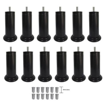 Imagem de Kits Pé Cama Box Plástico Fixo Rosca Bucha Americana - Jthome, Preto, 