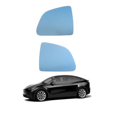 Imagem de RYSPLORE Vidro retrovisor lateral atualizado para Tesla Model Y 2019-2024, antireflexo, desembaçamento de calor, visão ampla, vidro espelhado lateral com placa de suporte