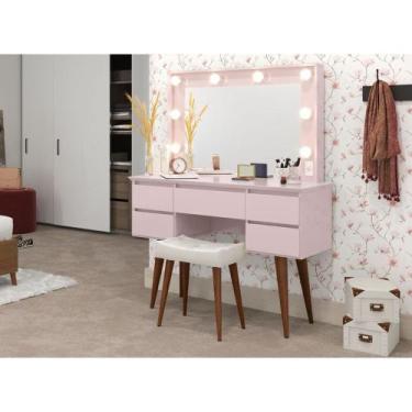 Imagem de Penteadeira Camarim Strass com Banqueta Rosa - Patrimar Móveis