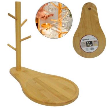 Imagem de Suporte Organizador De Bambu Para Xícara E Chaleira 29x26cm - FU XING