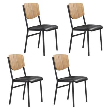 Imagem de Conjunto 4 Cadeiras para Sala de Jantar Confort Preto - Tubulares Gol