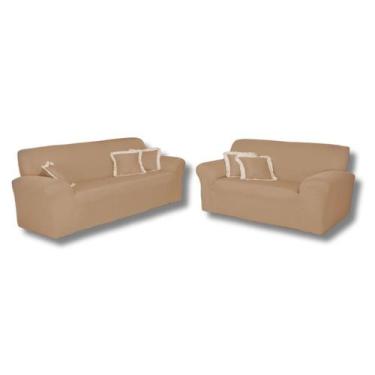 Imagem de Kit Capas Sofá 2 E 3 Lugares Adere Malha Gel Liso Econômico - Decorall