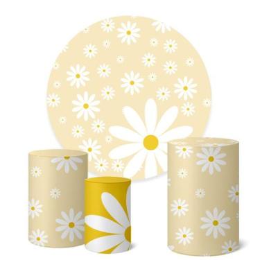 Imagem de Trio Capas Cilindro Painel Redondo 1,50m Margaridas - Fadrix, K1DAY000