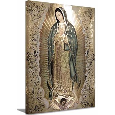Imagem de Quadro grande de Nossa Senhora de Guadalupe Retrato Tela Decoração de Parede Virgem Maria Arte de Parede Virgem de Guadalupe Cuadros De La Virgen De Guadalupe Pôster Impressões Imagens Arte Pintura