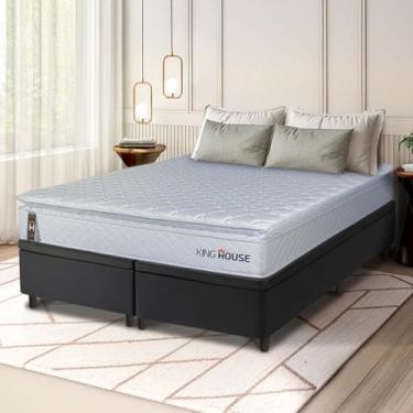 Imagem de Conjunto Box Baú Preto Luanda Branco Espuma D28 King 193x203x69 - King House