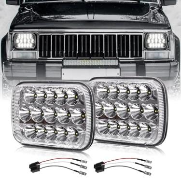 Imagem de BICYACO DOT 120W H6054 refletor de faróis de LED 5 x 7 7 x 6 farol selado hi/baixo H4 9003 plugue 6054 H5054 compatível com S10 Blazer Express Van/Wrangler YJ XJ Cherokee Truck Van