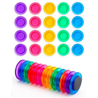 Imagem de Kit 20 Imãs Coloridos Prendedores Magnéticos Redondo Para Mural Geladeira Fotos Para Pendurar Avisos