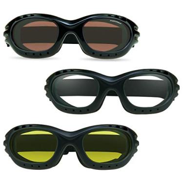 Imagem de Bikershades Óculos de sol para motocicleta, âmbar de alta definição, almofada de espuma amarela clara e noturna, tira ajustável, esqui e mergulho no céu