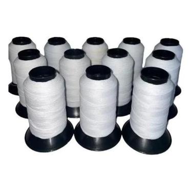 Imagem de Linha 400 jds Branca para pipa, kit 12 unidades, Extra forte, fio 10, 