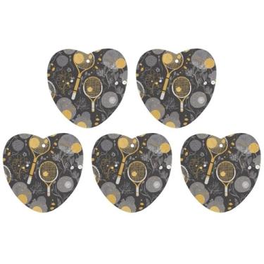 Imagem de Raquetes de tênis engraçadas e bolas de tênis aromatizador de ar para carro, pacote com 5, lençóis de pendurar perfumados automotivos para decoração de interiores de carro, casa, forma de amor, estilo