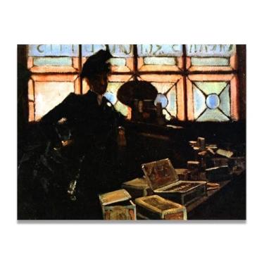 Imagem de Cigar Sellers John Lavery Iconic Realist Portrait & War Scene Canvas Art – Decoração de parede irlandesa atemporal para casa 39,98 x 52 cm Un Framed