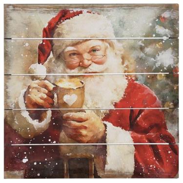 Imagem de Simply Said, INC Placa de madeira de chocolate quente de Papai Noel de 20,32 cm, palete perfeita, Petities, Natal, feita nos EUA, PET28628