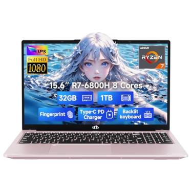 Imagem de Computador laptop empresarial FHD IPS de 15,6 polegadas - 8 núcleos Ryzen 7 6800H, 64 GB DDR5 RAM 2TB SSD (Beat Intel i7 12700H, até 4,7 GHz), GPU Radeon 680M, 100W Tipo-C, impressão digital, teclado