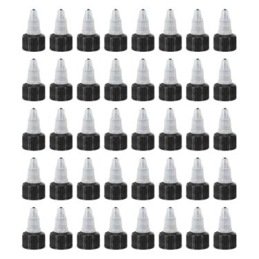Imagem de PATIKIL Tampas de garrafa torcidas 20/410, 40 peças de tampas de substituição de garrafas de plástico com borda nervurada com junta de espuma para tampas de tinta, distribuição de cola, preto