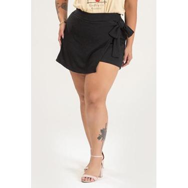 Imagem de Shorts Saia Feminino Plus Size Frente Transpassada Com Amarração na La