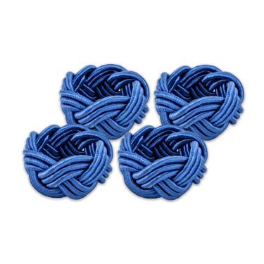 Imagem de Kit Argola para Guardanapo em Tecido Le Trança Azul 4 Unidades