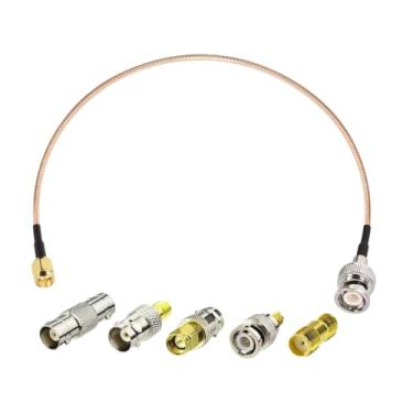 Imagem de KiBcsLic Kit de cabo coaxial RF com 5 adaptadores, conector coaxial macho de alto desempenho para cabo BNC macho para aplicações de RF