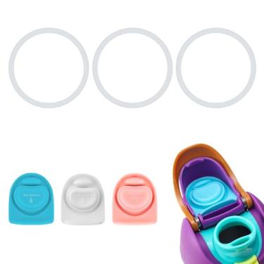 Imagem de 3 Anéis de Vedação de Garrafa e 3 Rolhas para Tampa Owala Freesip, Peças Vedação Garrafa Silicone Sem BPA para Owala Freesip 16/19/24/32/40oz (Branco, Rosa, Ciano)