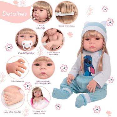 Imagem de Bebê Reborn Realista Silicone Menina Loira + Kit Itens - Cegonha Rebor