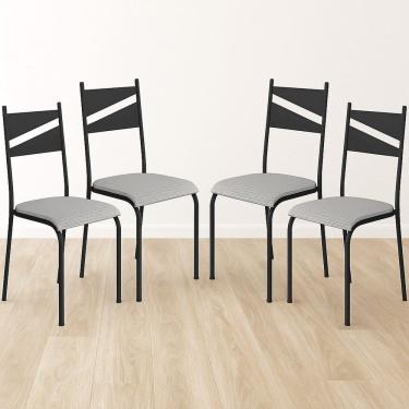 Imagem de Conjunto 4 Cadeiras para Cozinha e Sala de Jantar Preto/Cinza