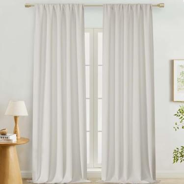 Imagem de Lecloud Cortinas naturais para escurecimento de ambiente de 277 cm de comprimento, 2 painéis, cortinas de janela com isolamento térmico para pátio, janelas grandes, sala de estar com bolso para haste