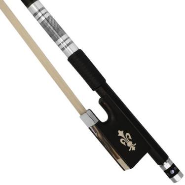 Imagem de Arco Fibra Carbono Preto P/ Violino 4/4 Ébano, Flor Lis, G - Orquezz