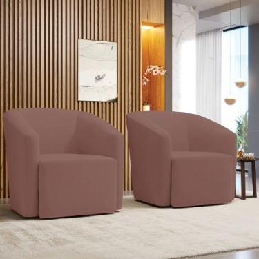 Imagem de Poltrona Decorativa Base Giratória Kit 2 Stella Max Veludo D03 - D'Ros