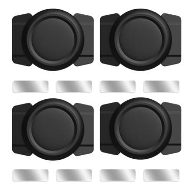 Imagem de Pacote com 4 capas magnéticas, capa protetora de segurança oculta com suporte magnético forte para superfície de metal, carro, laptop, bicicleta, impermeável, antiperda, capa de silicone preta
