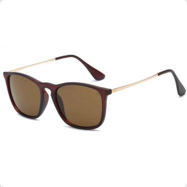 Imagem de Óculos De Sol SOLON GLASSES MARROM COM DOURADO POLARIZADO PROTEÇÃO UV400 + CASE RIGIDA + FLANELA + LIMPA LENTES