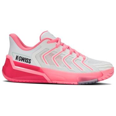 Imagem de K-Swiss Tênis feminino Ultrashot 4, Branco/rosa neon pastel/rosa neon quente, 38