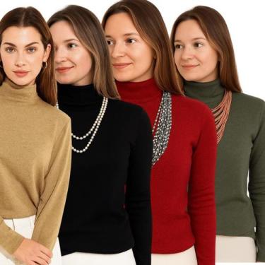 Imagem de Blusa Cacharrel Feminina Lãzinha Trico Gola Alta Quentinha P ao GG - L