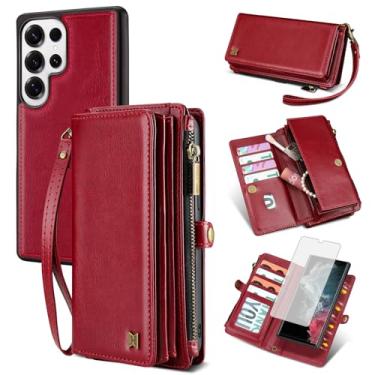 Imagem de Furill Capa de celular para Samsung Galaxy S25 Ultra 5G carteira magnética destacável com protetor de tela de vidro temperado alça flip zíper suporte para cartão S25Ultra 25S S 25 25Ultra 6.9 2025