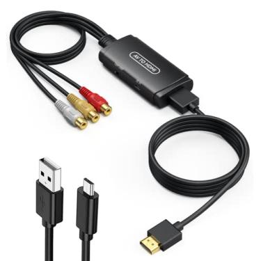 Imagem de ABLEWE Conversor RCA para HDMI, adaptador AV para HDMI, adaptador composto para HDMI compatível com 1080P, PAL/NTSC, compatível com WII WII U/PS one PS2/PS3 STB Xbox VHS VCR Blue-Ray DVD