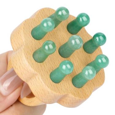 Imagem de Pente massageador de couro cabeludo ideayard Jade-Wooden para o cresci