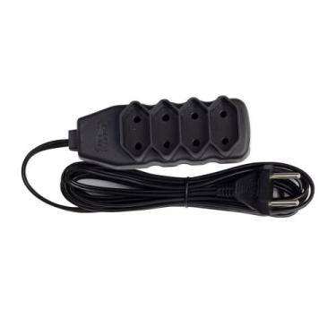Imagem de Extensão Bipolar 4 Tomadas 10A 3M Slim Preta - Force Line