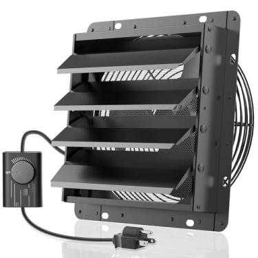 Imagem de HG Power Exaustor de obturador atualizado de 14 polegadas com controlador de velocidade, ventilador de ventilação de alta velocidade 882CFM, ventilador de sótão montado na parede de 1400 RPM com tela