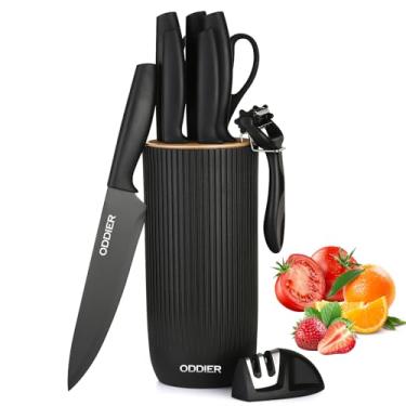 Imagem de Conjunto de facas, conjunto de facas de cozinha com bloco e afiador, conjunto de facas de aço inoxidável antiferrugem para cozinha, conjunto universal de blocos de facas Chef, pode ser lavado na