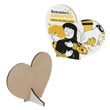 Imagem de Kit 20 Lembrancinhas MDF Coração Campanha Setembro Amarelo - Dk Decor,