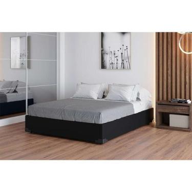 Imagem de Base para Cama Box Casal Joe Suede (36x138x188) Preta - Keva