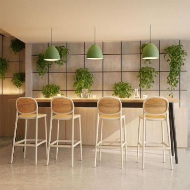 Imagem de Banqueta Gourmet Alta 47cm x 76cm Polipropileno Rattan 2 Un - Fratini 