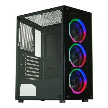 Imagem de Gabinete Gamer K-mex 30c5 Atx Com Painel Lateral Em Vidro Temperado E 3 Coolers Aafaf1 Coloridos