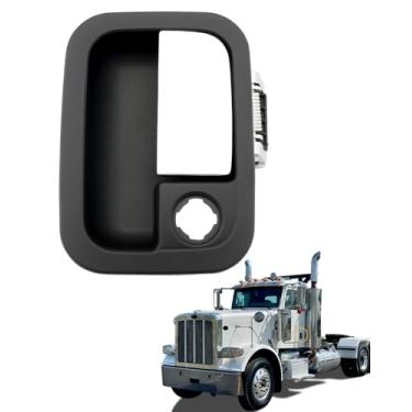 Imagem de Maçaneta de porta do motorista, compatível com Kenworth 2005-2020, Peterbilt 2001-2025, maçaneta externa cromada do lado esquerdo do lado do motorista com orifício para chave, substituição # 760-5403