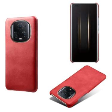 Imagem de Capa para Honor Magic 5 Ultimate,Proteção contra quedas,Casca de volta de cor sólida simples,Design de couro de imitação de plástico-Red