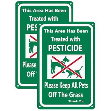 Imagem de TISOSO This Area Has Been Treated with Please Keep All Pets Off The Grass Sign, Pick Up After Your Dog Signs for Fence Outdoors Lawn Garden Yard Signs 20 x 30 cm, 2 peças