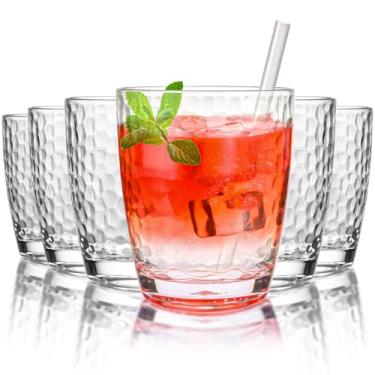 Imagem de Zioffiel 6 peças de copos de plástico de 400 ml, copos de acrílico com canudo e escova PP, livre de BPA, lavável na lava-louças, copos de água empilháveis, copos transparentes para suco, vinho (396 g