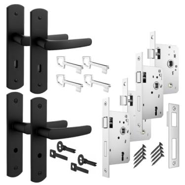 Imagem de Kit 2 Fechaduras Residencial Completa Soprano Ipanema Porta Madeira Quarto Interna + 2 Fechadura Chave Fixa Banheiro WC