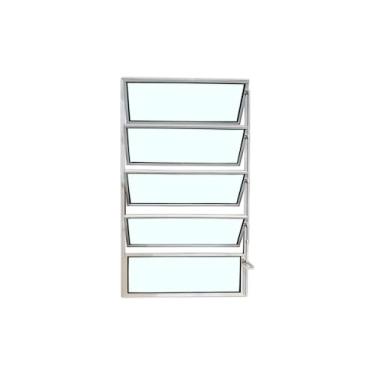 Imagem de Vitrô Basculante 1 Seção 100x40 Linha Esmeralda – Alumínio Branco, Vidro Liso 3mm – Lumineziri Esquadrias