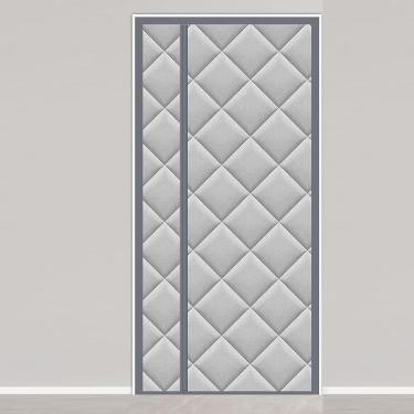 Imagem de Cortina De Porta Magnética Térmica Isolada, Fechamento Magnético Quente De Inverno Cortina De Isolamento Acústico Pesado De Couro Pu à Prova De Vento, Par, Grey, 1.3x2.2m/4.26x7.22ft